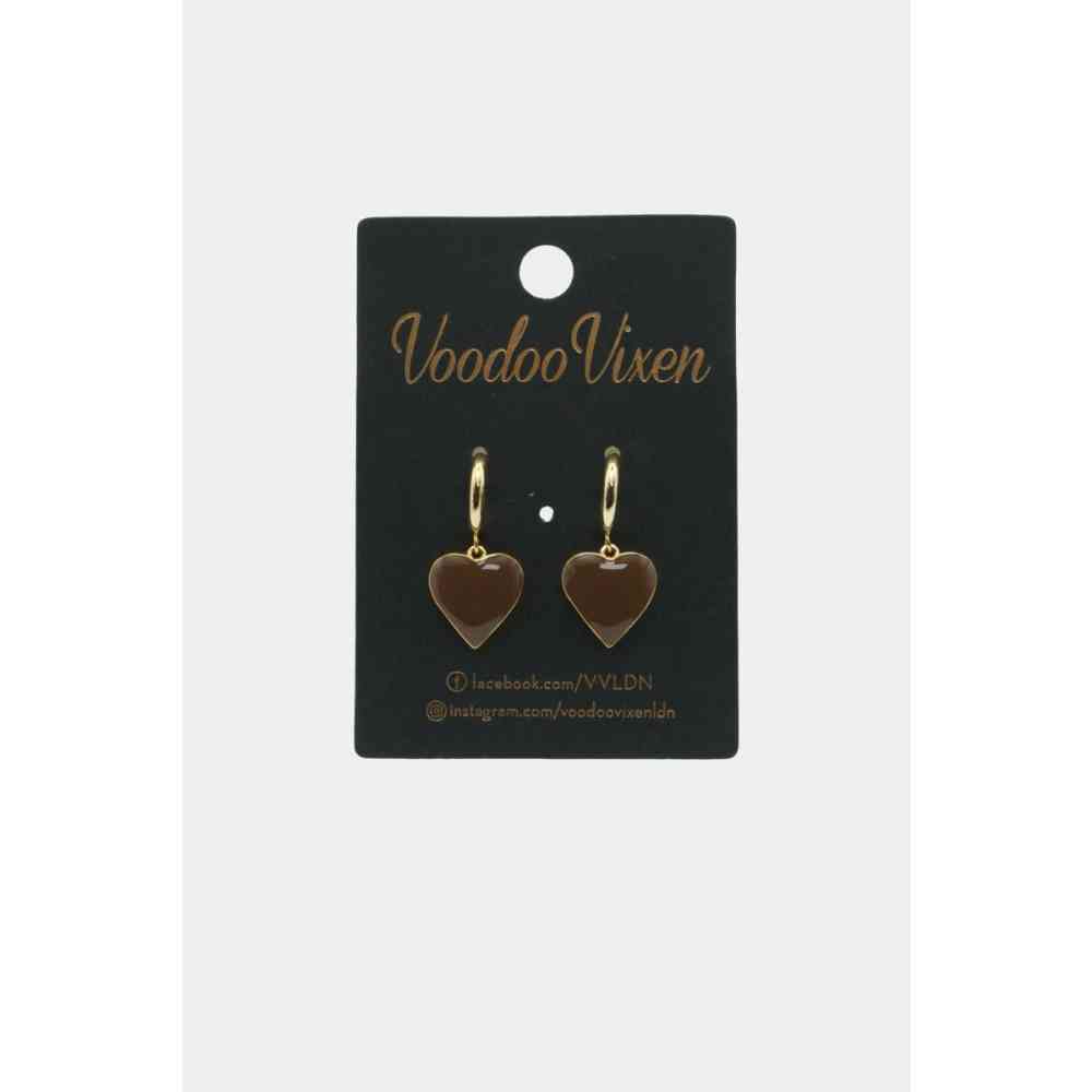 Voodoo Vixen - Heart Drop Brown Des boucles d'oreilles - Marron